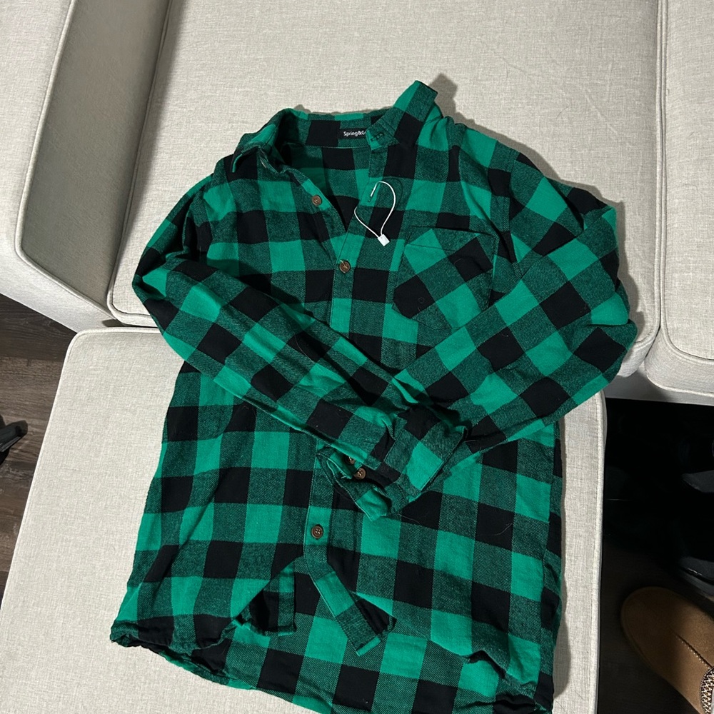 Green and Black Checkered Boy’s Shirt